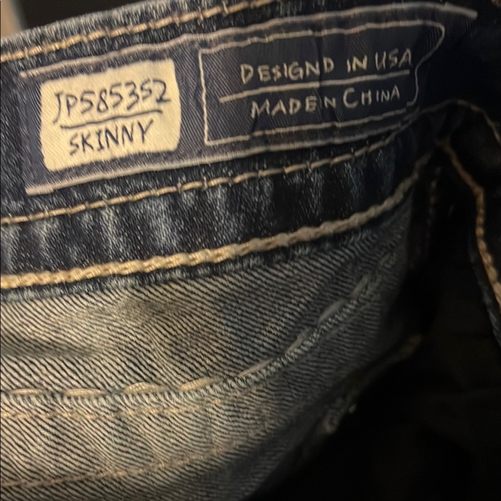 Miss Me Blue Skinny Jeans with Distressed Details - Picture 12 of 16